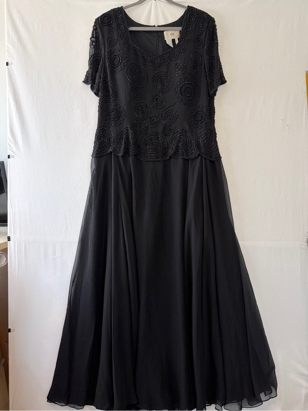 Aspeed Black Beaded Maxi Dress Vintage
